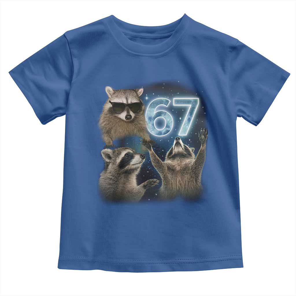 Funny 67 Raccoon Meme Toddler T Shirt Howling at The Moon Funny Six Seven Weird Cursed - Wonder Print Shop