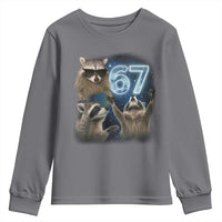 Funny 67 Raccoon Meme Youth Sweatshirt Howling at The Moon Funny Six Seven Weird Cursed - Wonder Print Shop