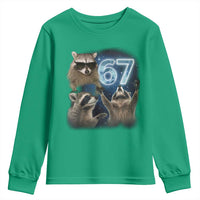 Funny 67 Raccoon Meme Youth Sweatshirt Howling at The Moon Funny Six Seven Weird Cursed - Wonder Print Shop