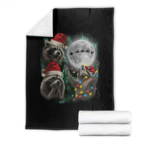 3 Raccoons Howling At Moon Christmas Throw Blanket Funny Weird Cursed Meme - Wonder Print Shop
