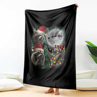 3 Raccoons Howling At Moon Christmas Throw Blanket Funny Weird Cursed Meme - Wonder Print Shop