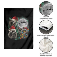 3 Raccoons Howling At Moon Christmas Garden Flag Funny Weird Cursed Meme - Wonder Print Shop