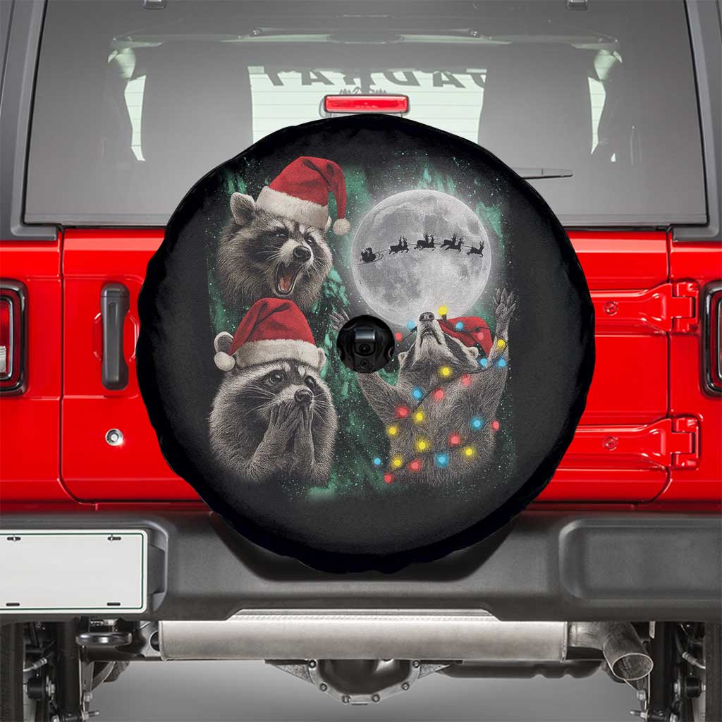 3 Raccoons Howling At Moon Christmas Spare Tire Cover Funny Weird Cursed Meme - Wonder Print Shop