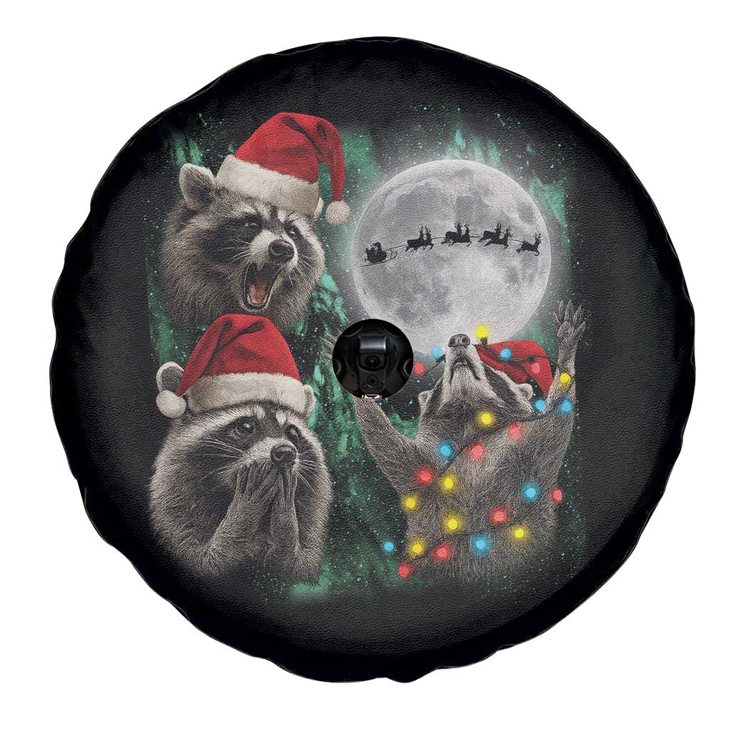 3 Raccoons Howling At Moon Christmas Spare Tire Cover Funny Weird Cursed Meme - Wonder Print Shop