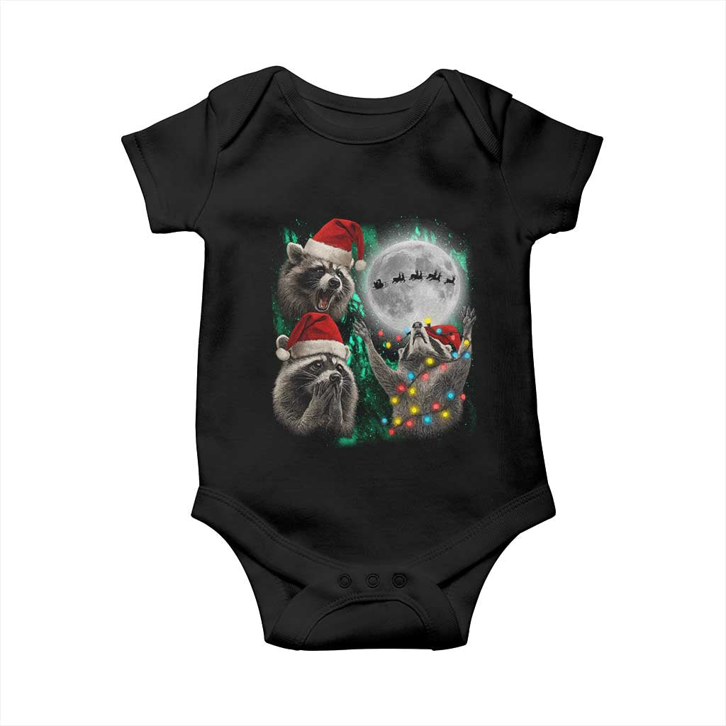 3 Raccoons Howling At Moon Christmas Baby Onesie Funny Weird Cursed Meme - Wonder Print Shop