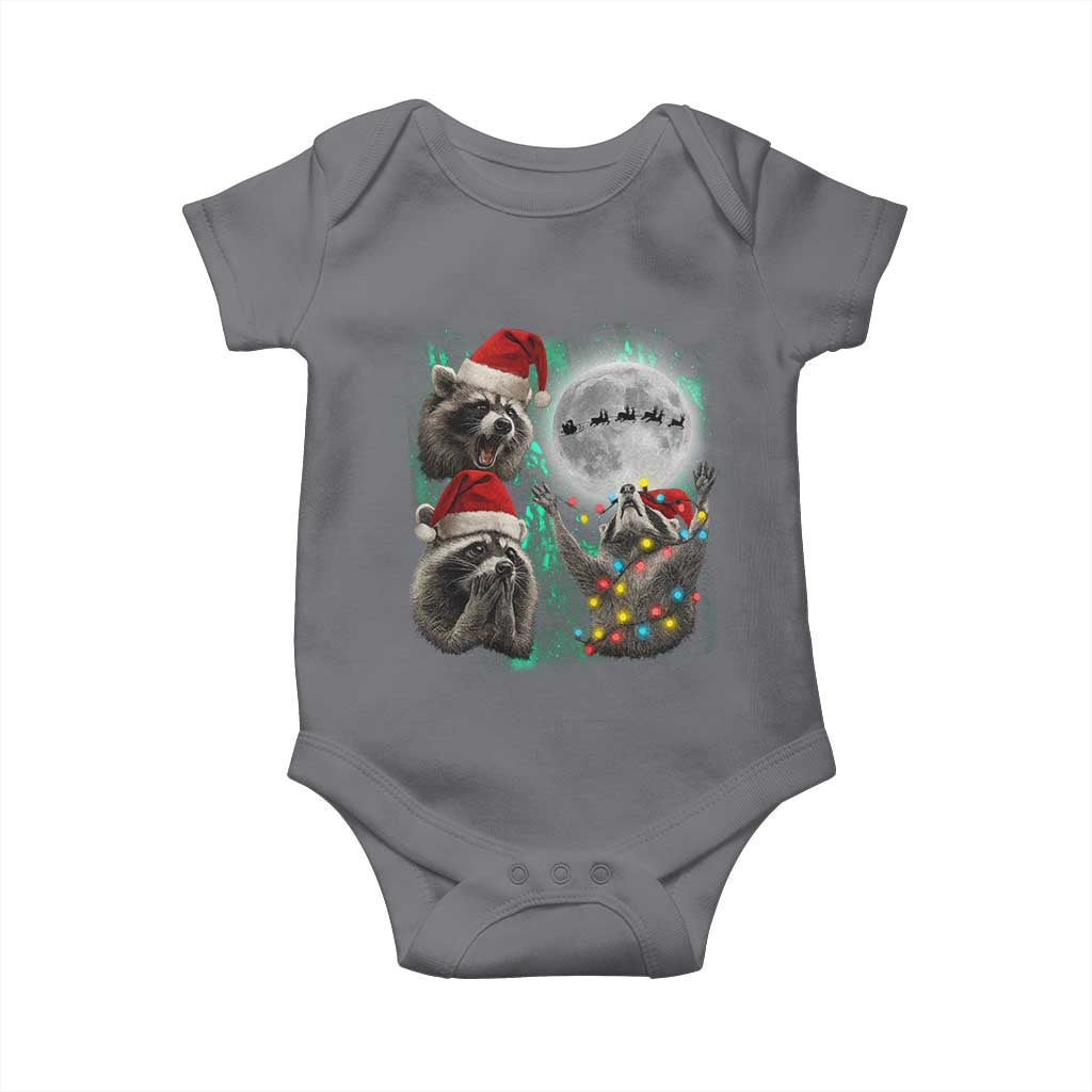 3 Raccoons Howling At Moon Christmas Baby Onesie Funny Weird Cursed Meme - Wonder Print Shop