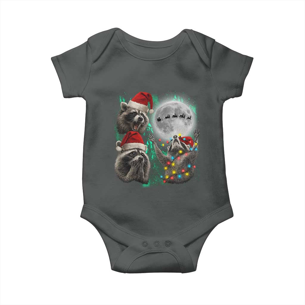 3 Raccoons Howling At Moon Christmas Baby Onesie Funny Weird Cursed Meme - Wonder Print Shop