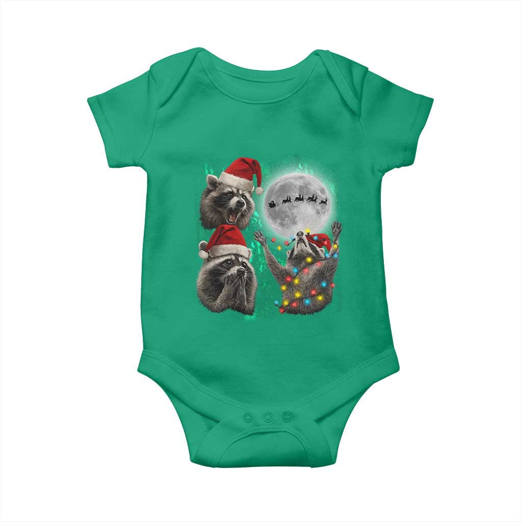 3 Raccoons Howling At Moon Christmas Baby Onesie Funny Weird Cursed Meme - Wonder Print Shop