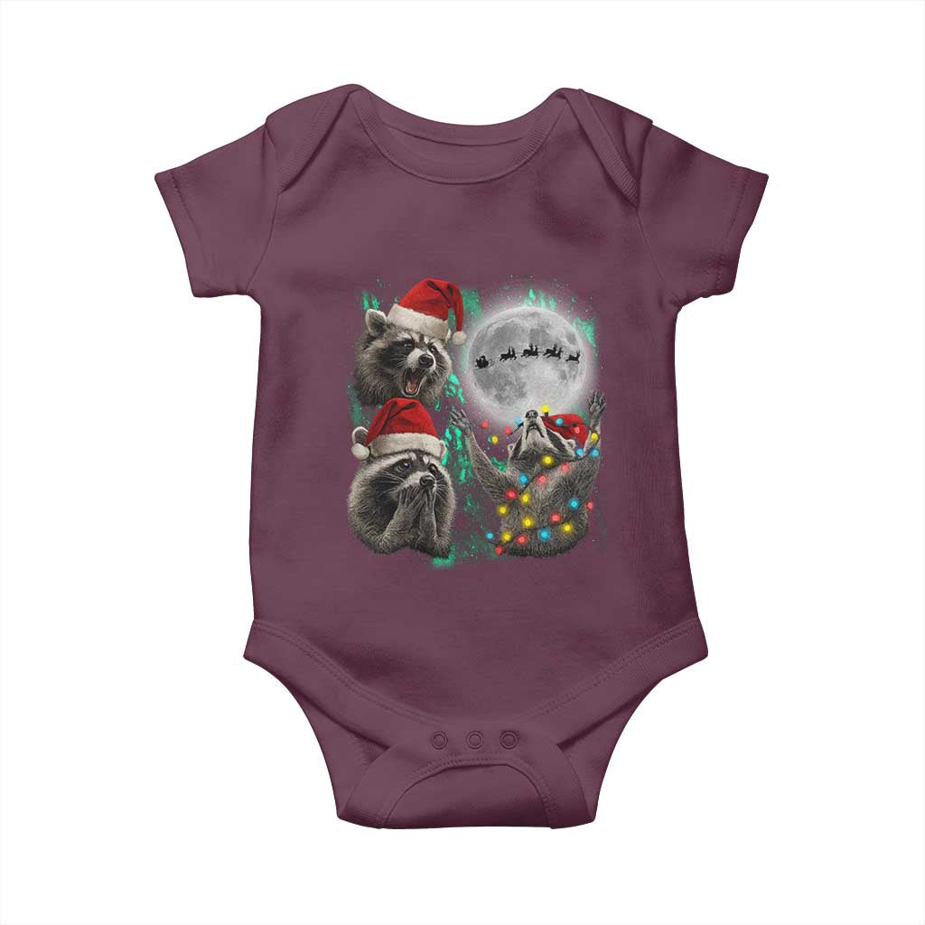 3 Raccoons Howling At Moon Christmas Baby Onesie Funny Weird Cursed Meme - Wonder Print Shop