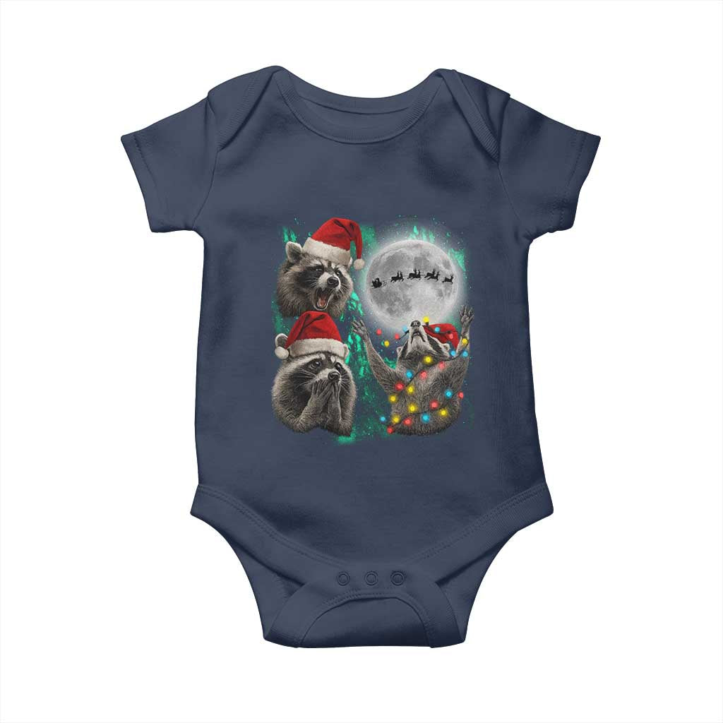 3 Raccoons Howling At Moon Christmas Baby Onesie Funny Weird Cursed Meme - Wonder Print Shop