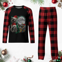 3 Raccoons Howling At Moon Christmas Plaid Pajama Set Funny Weird Cursed Meme - Wonder Print Shop