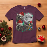3 Raccoons Howling At Moon Christmas T Shirt Funny Weird Cursed Meme - Wonder Print Shop