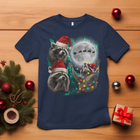 3 Raccoons Howling At Moon Christmas T Shirt Funny Weird Cursed Meme - Wonder Print Shop