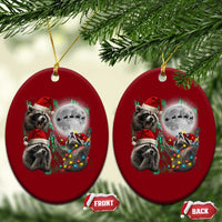 3 Raccoons Howling At Moon Christmas Ceramic Ornament Funny Weird Cursed Meme - Wonder Print Shop