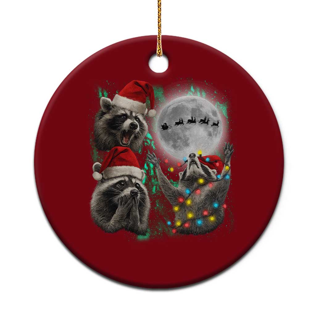 3 Raccoons Howling At Moon Christmas Ceramic Ornament Funny Weird Cursed Meme - Wonder Print Shop