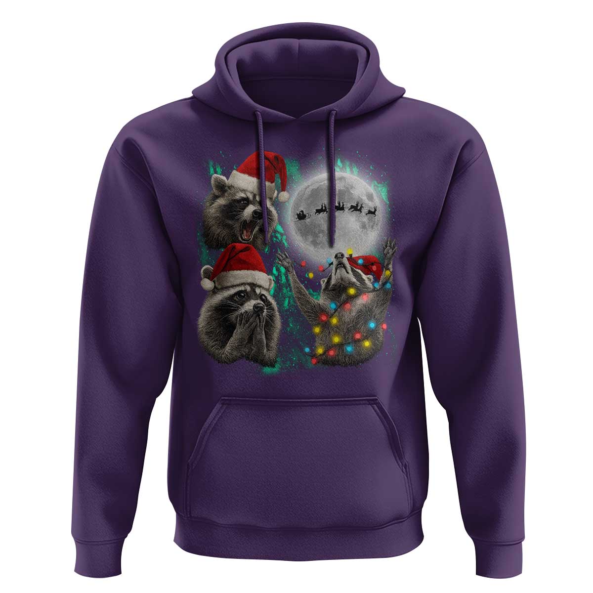 3 Raccoons Howling At Moon Christmas Hoodie Funny Weird Cursed Meme - Wonder Print Shop