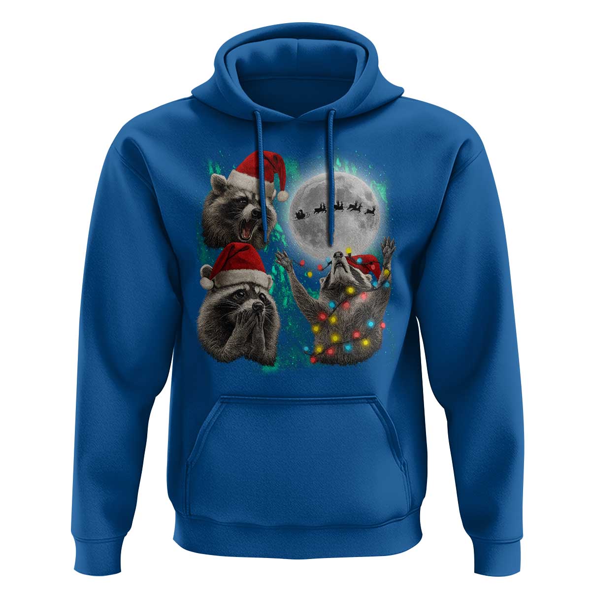 3 Raccoons Howling At Moon Christmas Hoodie Funny Weird Cursed Meme - Wonder Print Shop