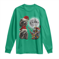 3 Raccoons Howling At Moon Christmas Long Sleeve Shirt Funny Weird Cursed Meme - Wonder Print Shop