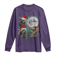 3 Raccoons Howling At Moon Christmas Long Sleeve Shirt Funny Weird Cursed Meme - Wonder Print Shop