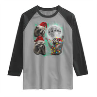 3 Raccoons Howling At Moon Christmas Raglan Shirt Funny Weird Cursed Meme - Wonder Print Shop