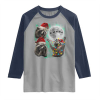 3 Raccoons Howling At Moon Christmas Raglan Shirt Funny Weird Cursed Meme - Wonder Print Shop