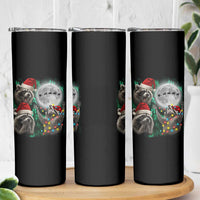 3 Raccoons Howling At Moon Christmas Skinny Tumbler Funny Weird Cursed Meme - Wonder Print Shop