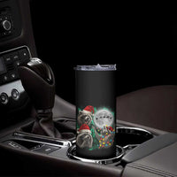 3 Raccoons Howling At Moon Christmas Skinny Tumbler Funny Weird Cursed Meme - Wonder Print Shop