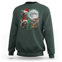 3 Raccoons Howling At Moon Christmas Sweatshirt Funny Weird Cursed Meme - Wonder Print Shop