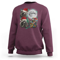 3 Raccoons Howling At Moon Christmas Sweatshirt Funny Weird Cursed Meme - Wonder Print Shop
