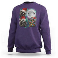 3 Raccoons Howling At Moon Christmas Sweatshirt Funny Weird Cursed Meme - Wonder Print Shop