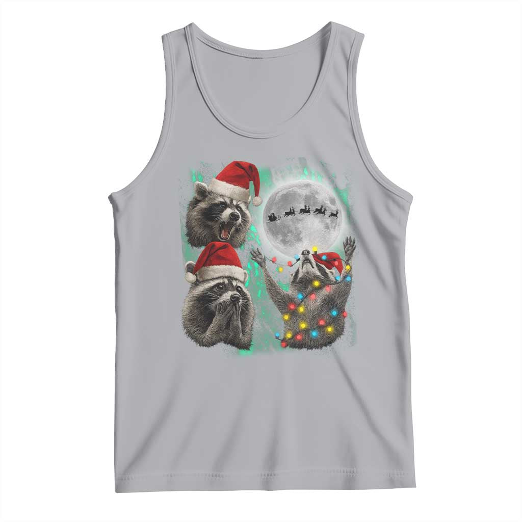 3 Raccoons Howling At Moon Christmas Tank Top Funny Weird Cursed Meme - Wonder Print Shop