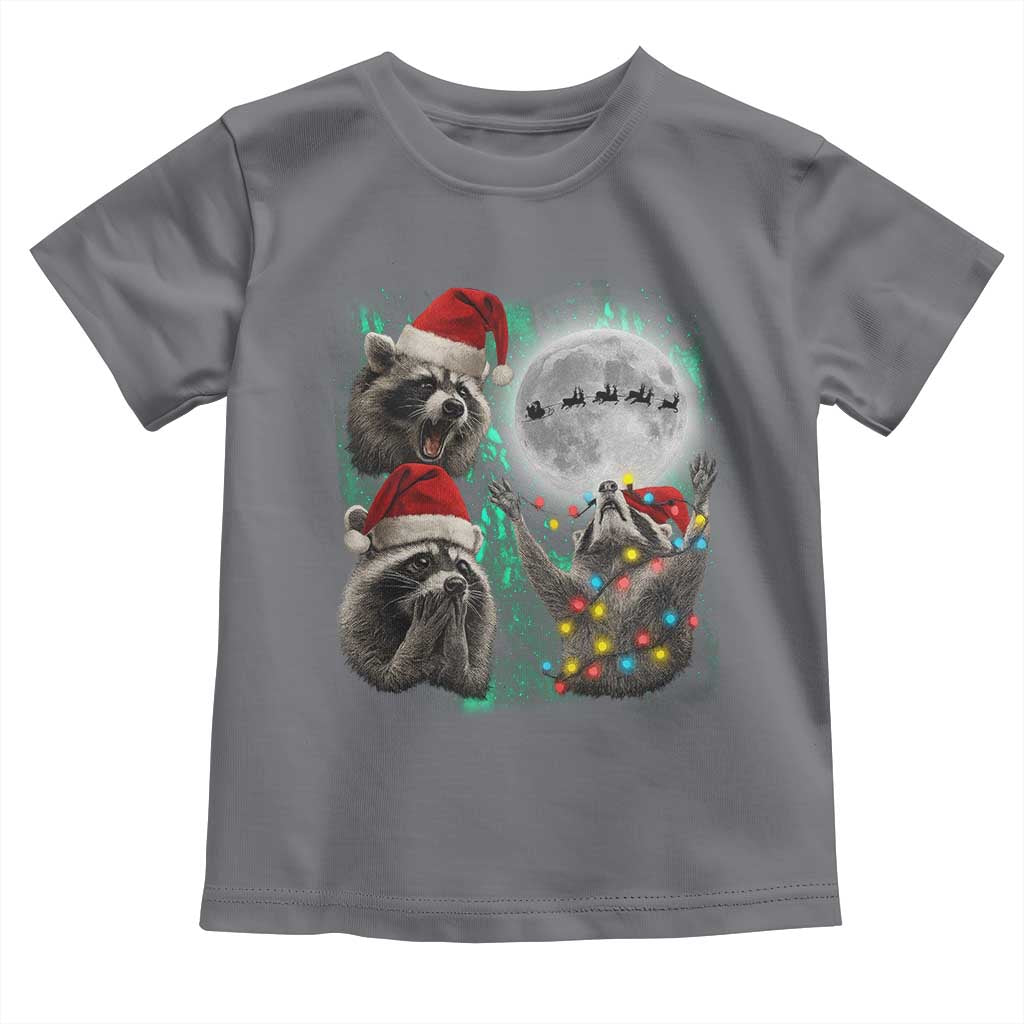 3 Raccoons Howling At Moon Christmas Toddler T Shirt Funny Weird Cursed Meme - Wonder Print Shop