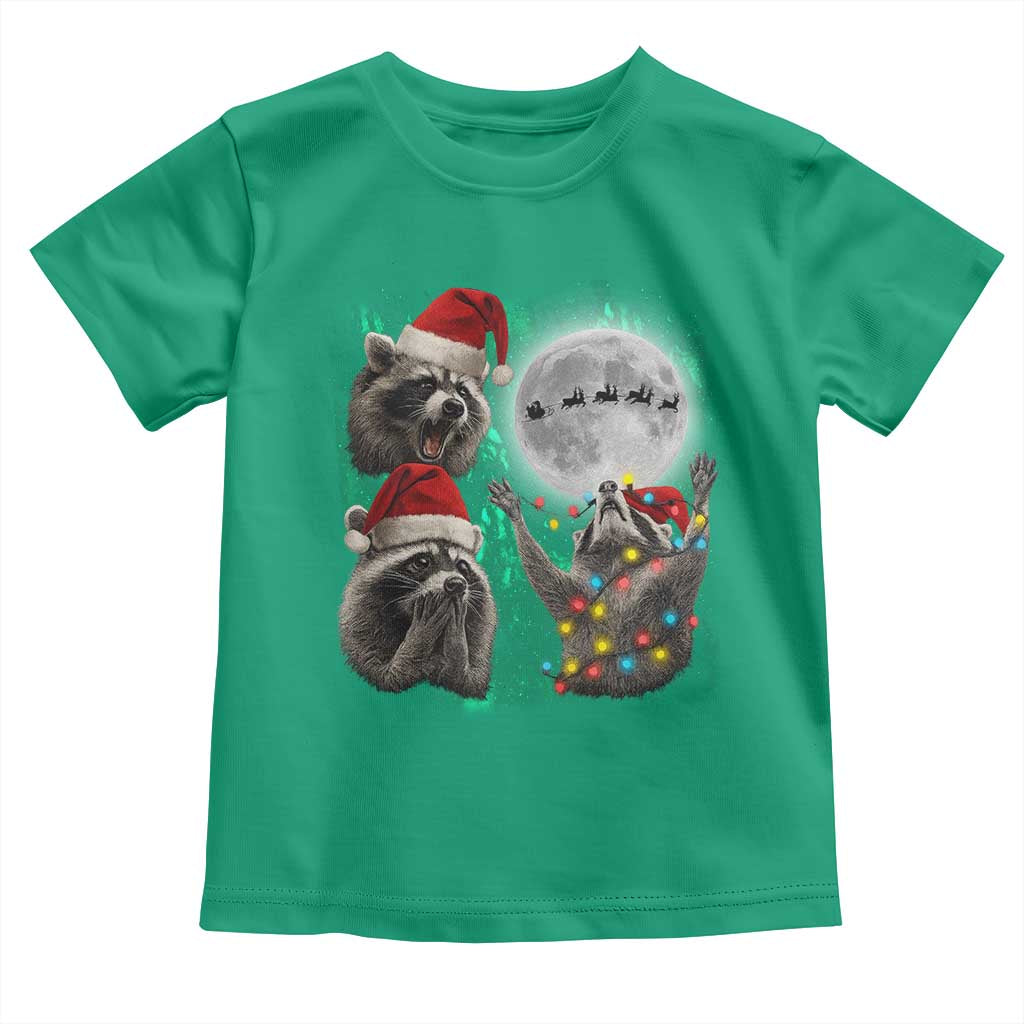 3 Raccoons Howling At Moon Christmas Toddler T Shirt Funny Weird Cursed Meme - Wonder Print Shop
