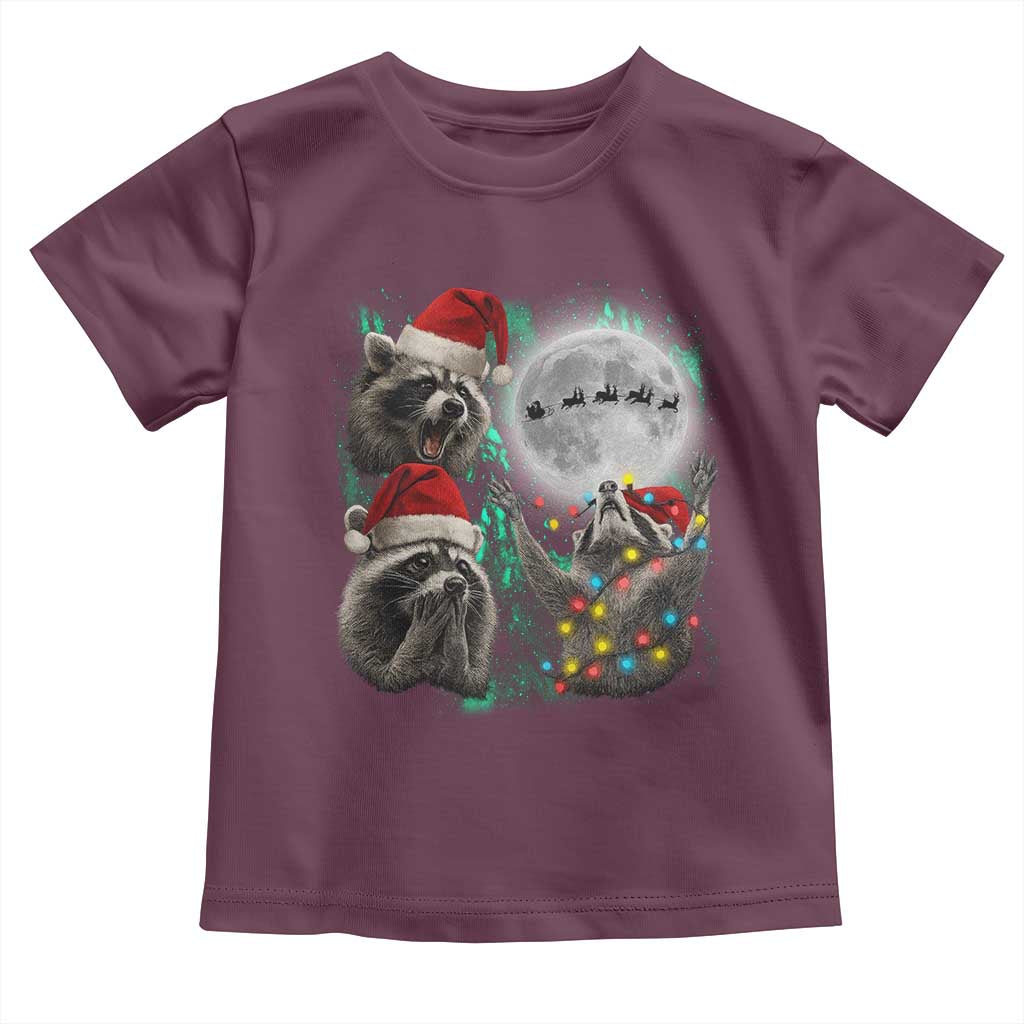 3 Raccoons Howling At Moon Christmas Toddler T Shirt Funny Weird Cursed Meme - Wonder Print Shop
