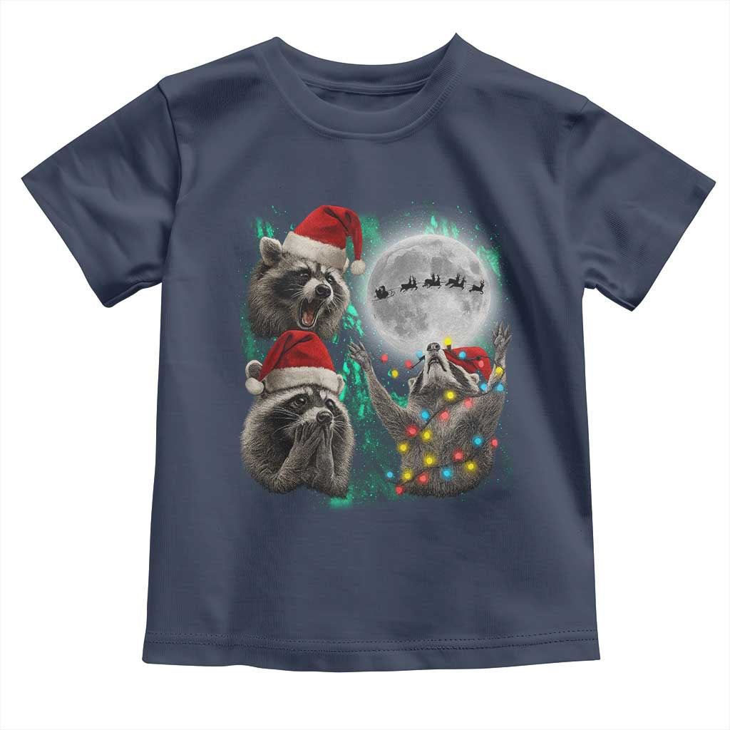 3 Raccoons Howling At Moon Christmas Toddler T Shirt Funny Weird Cursed Meme - Wonder Print Shop