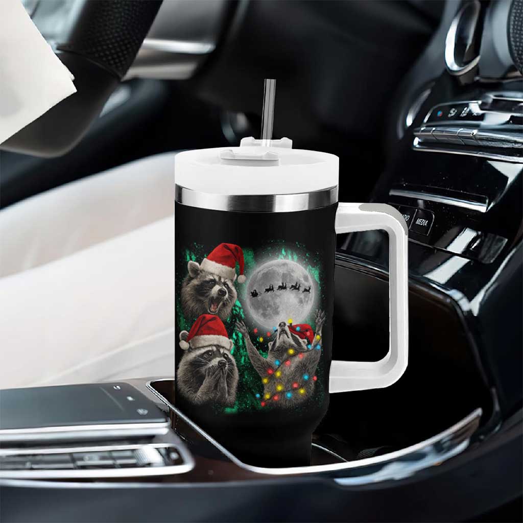 3 Raccoons Howling At Moon Christmas Tumbler With Handle Funny Weird Cursed Meme - Wonder Print Shop