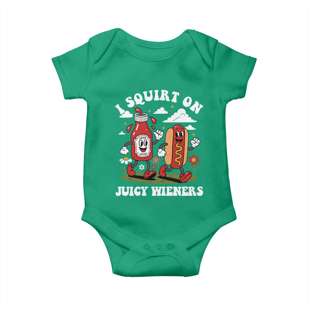 I Squirt On Juicy Wieners Baby Onesie Inappropriate Raunchy Humor - Wonder Print Shop