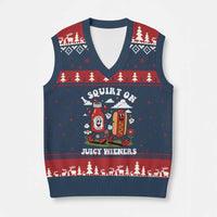 I Squirt On Juicy Wieners V-Neck Knit Sweater Vest Inappropriate Raunchy Humor - Wonder Print Shop