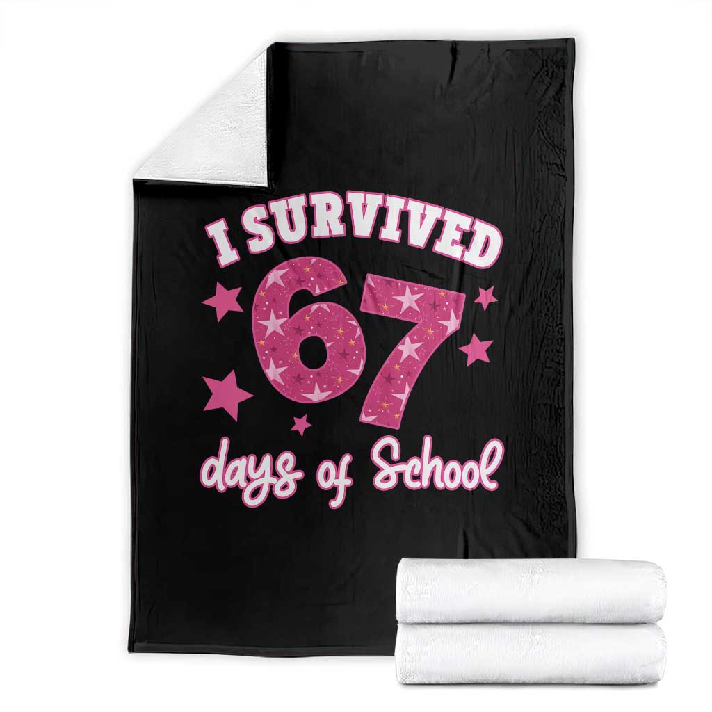 I Survived 67 Days Of School Throw Blanket Funny Six Seven Teachers Students Meme Pink - Wonder Print Shop