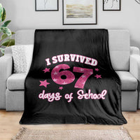 I Survived 67 Days Of School Throw Blanket Funny Six Seven Teachers Students Meme Pink - Wonder Print Shop