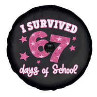 I Survived 67 Days Of School Spare Tire Cover Funny Six Seven Teachers Students Meme Pink - Wonder Print Shop