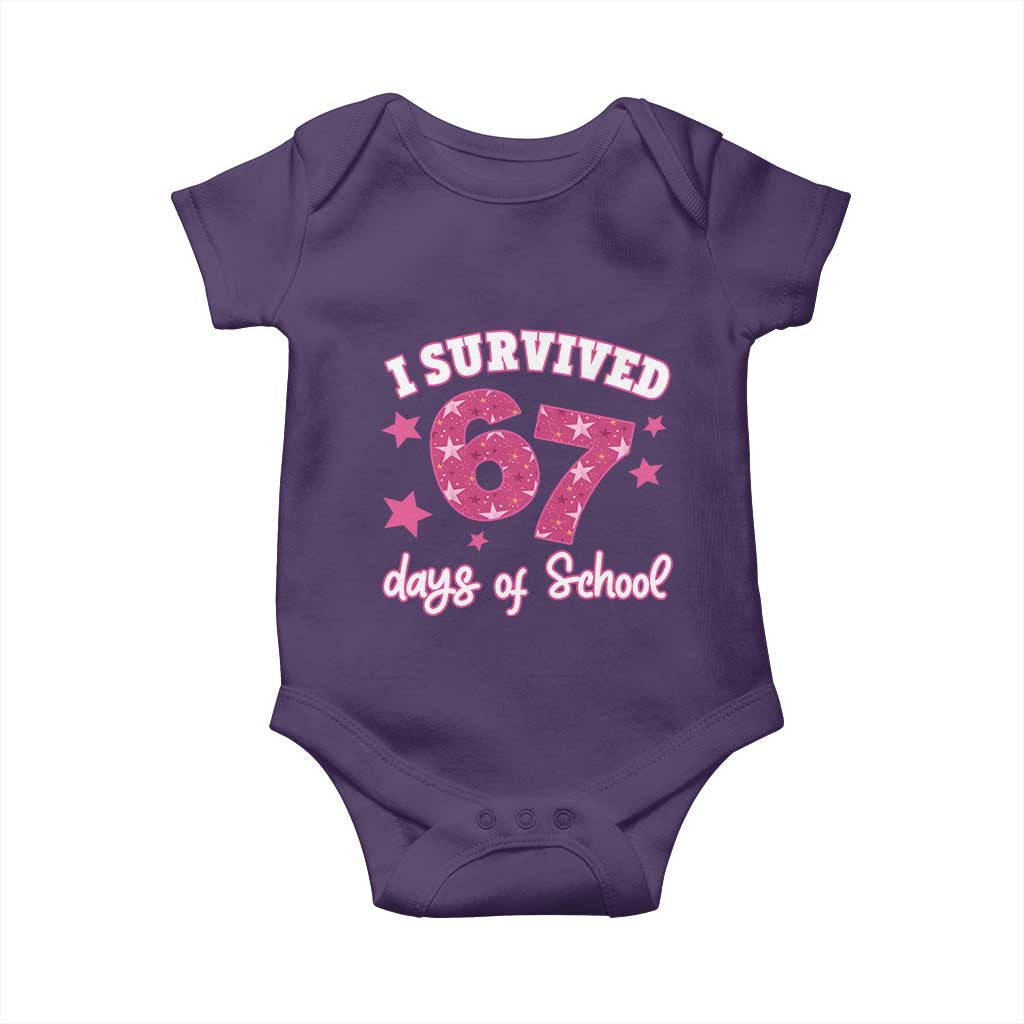 I Survived 67 Days Of School Baby Onesie Funny Six Seven Teachers Students Meme Pink - Wonder Print Shop