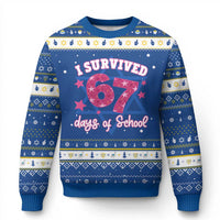 I Survived 67 Days Of School Hanukkah Ugly Sweater Funny Six Seven Teachers Students Meme Pink - Wonder Print Shop