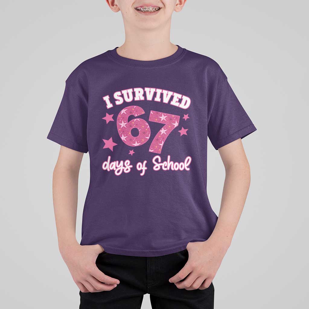 I Survived 67 Days Of School T Shirt For Kid Funny Six Seven Teachers Students Meme Pink - Wonder Print Shop