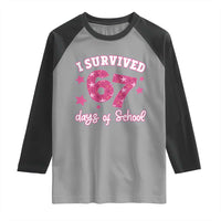 I Survived 67 Days Of School Raglan Shirt Funny Six Seven Teachers Students Meme Pink - Wonder Print Shop