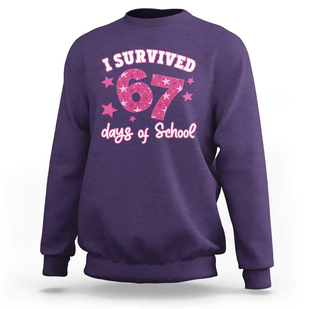 I Survived 67 Days Of School Sweatshirt Funny Six Seven Teachers Students Meme Pink - Wonder Print Shop