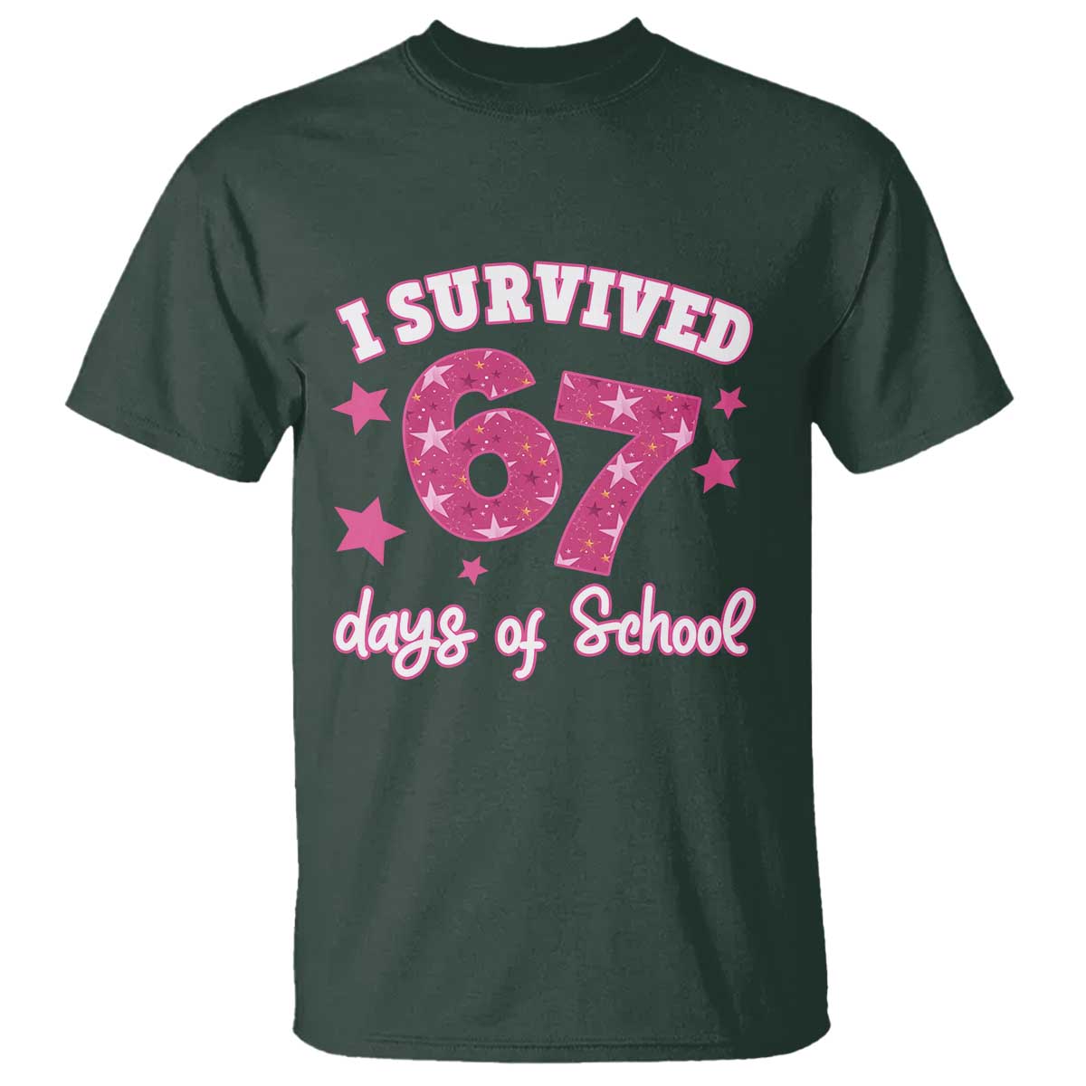 I Survived 67 Days Of School T Shirt Funny Six Seven Teachers Students Meme Pink - Wonder Print Shop