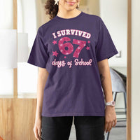 I Survived 67 Days Of School T Shirt For Women Funny Six Seven Teachers Students Meme Pink - Wonder Print Shop