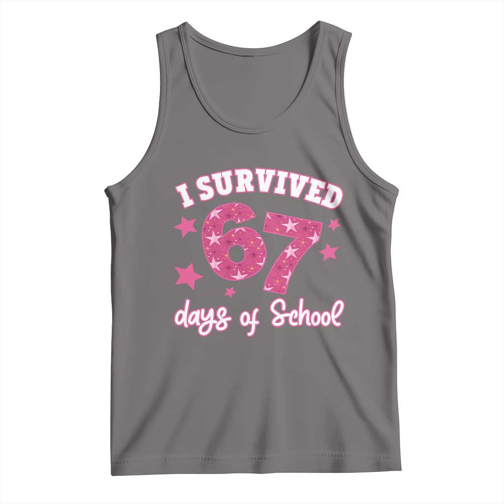 I Survived 67 Days Of School Tank Top Funny Six Seven Teachers Students Meme Pink - Wonder Print Shop