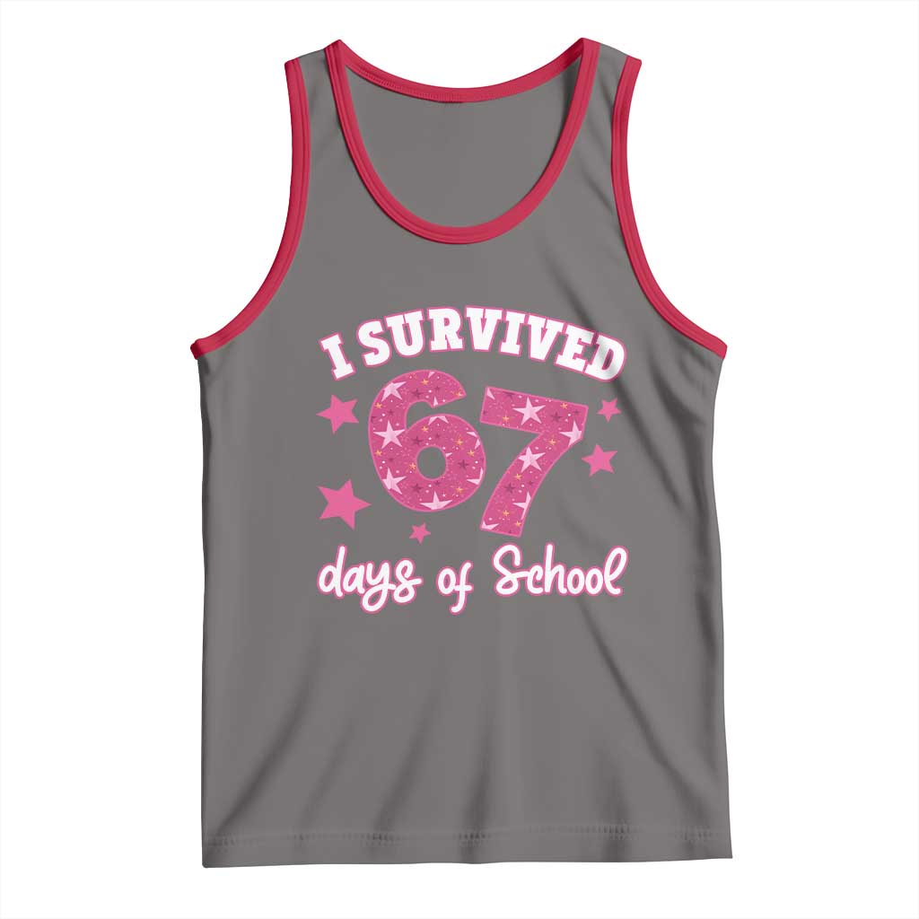 I Survived 67 Days Of School Tank Top Funny Six Seven Teachers Students Meme Pink - Wonder Print Shop